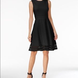 Black Calvin Klein Illusion-Trim Fit & Flare Dress